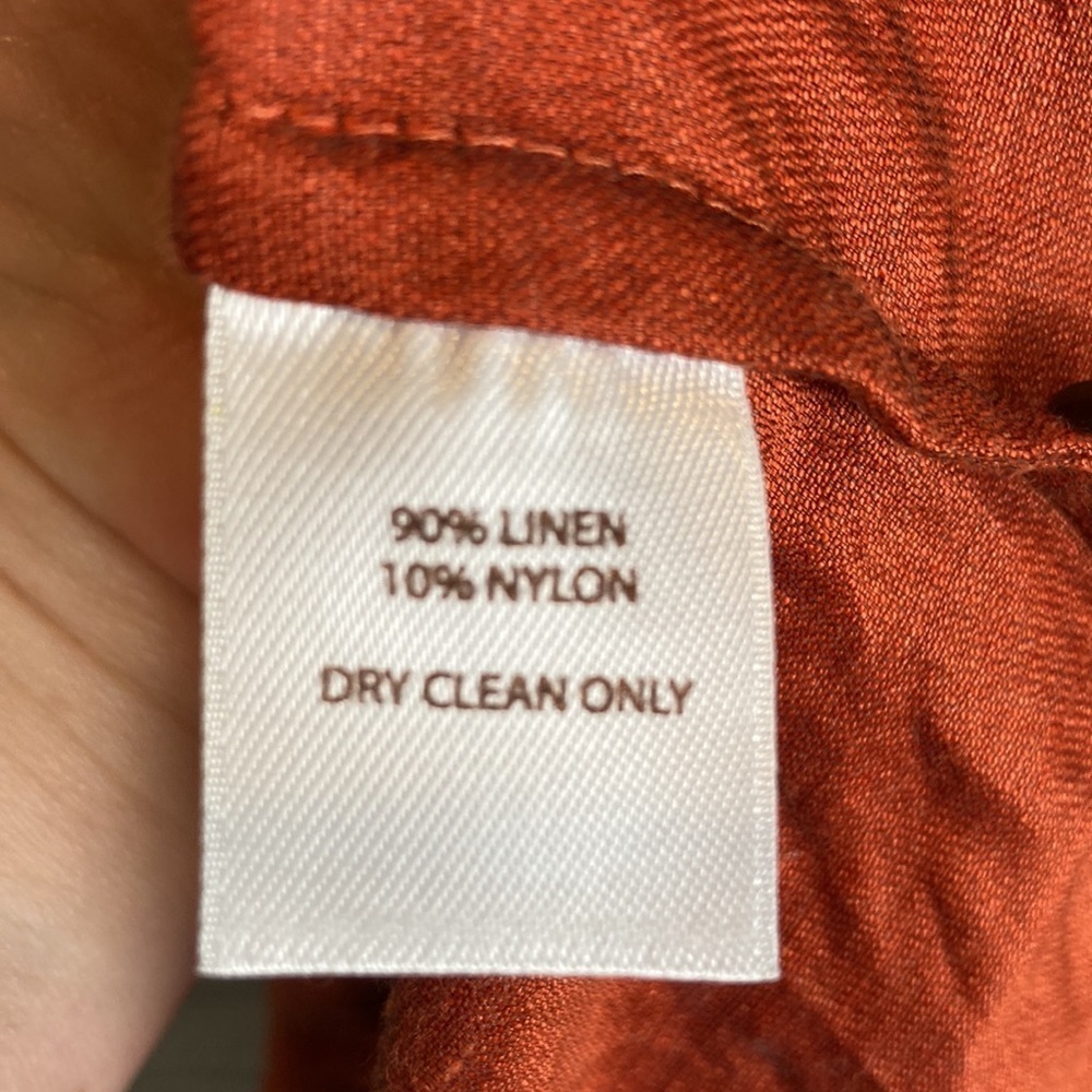 Tesori Linen Tunic Button Up Top Orange Shimmer S Old Money Resortwear Lagenlook - Picture 4 of 12